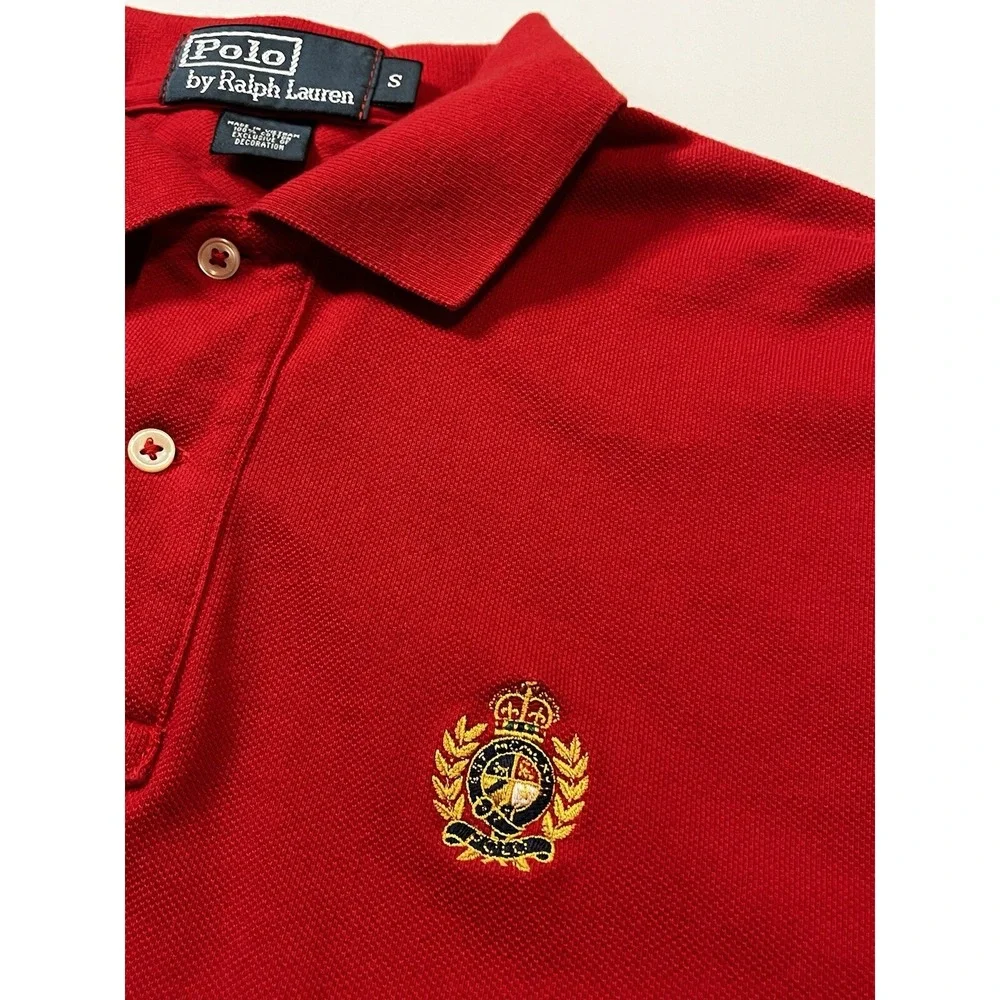 Vintage Polo Ralph Lauren 90s Crest Golf Shirt Size Small Red
